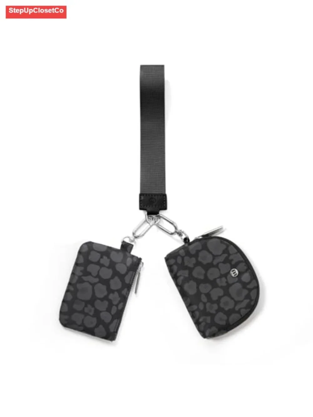 Nylon Detachable Dual Pouch Wristlet Wallet with Coin Purse for Women
